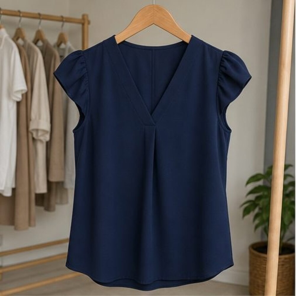 Navy Wrap Blouse
